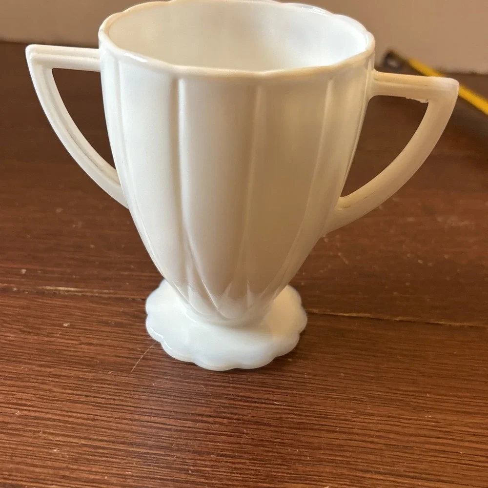 Vintage Sugar Bowl Hazel Atlas Platonite Glass White 1940s 1950s